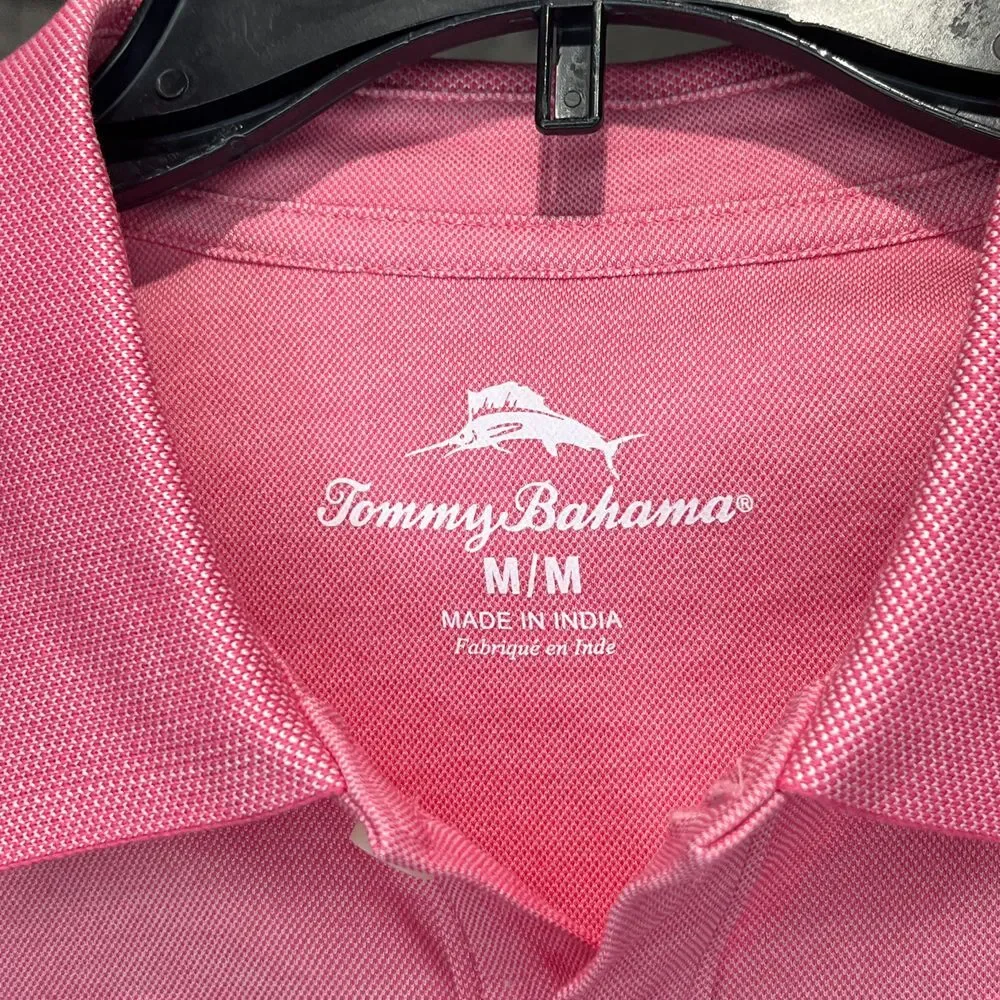 Tommy Bahama Men's Pink Confetti Golf Polo Shirt Marlin Short Sleeve, Size M NWT